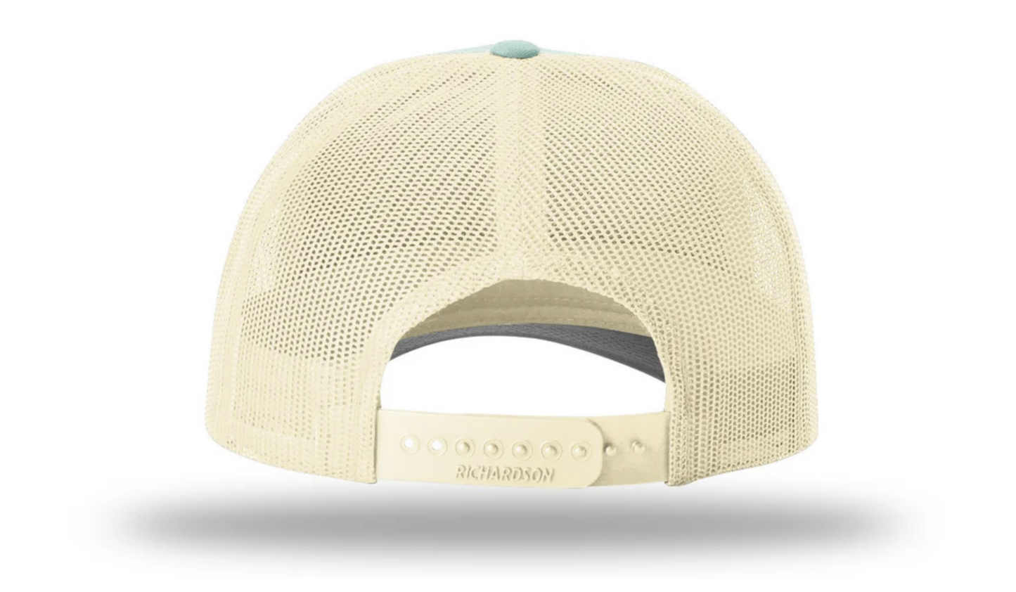 Aruba Blue/Birch Richardson 115 Low Pro Trucker Cap