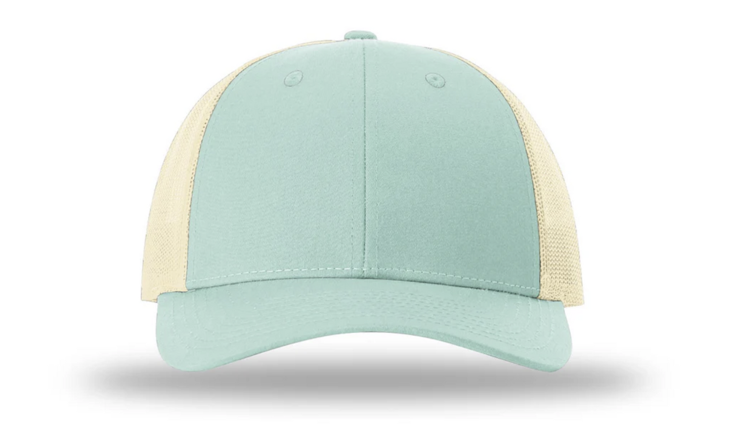 Aruba Blue/Birch Richardson 115 Low Pro Trucker Cap