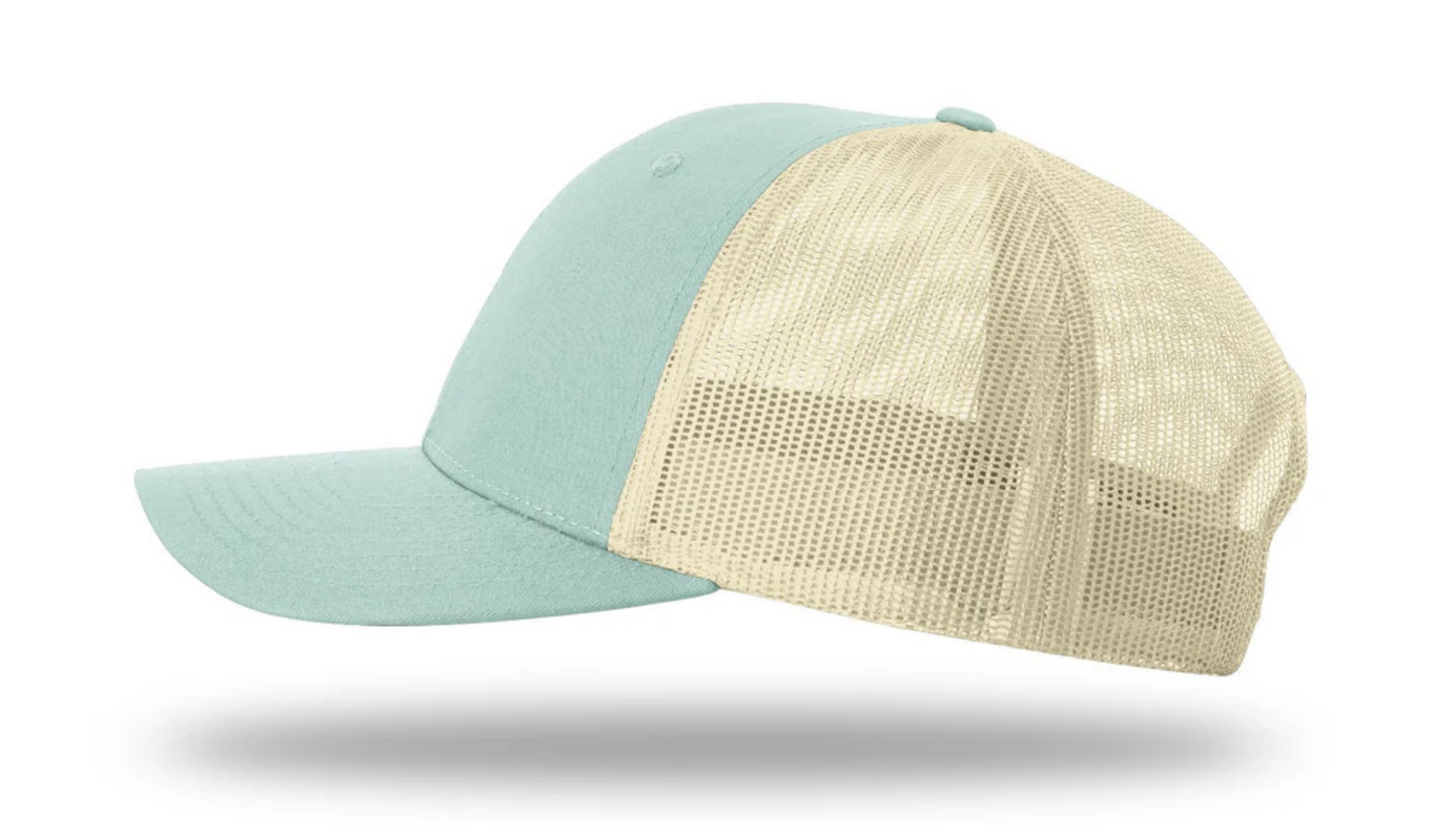 Aruba Blue/Birch Richardson 115 Low Pro Trucker Cap