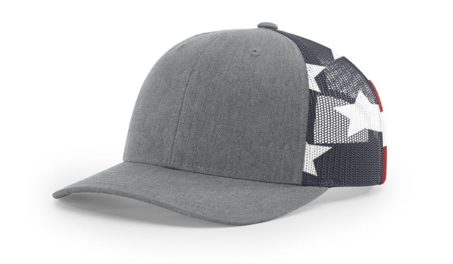 Heather Grey/Stars & Stripes Richardson 112PM Trucker Cap