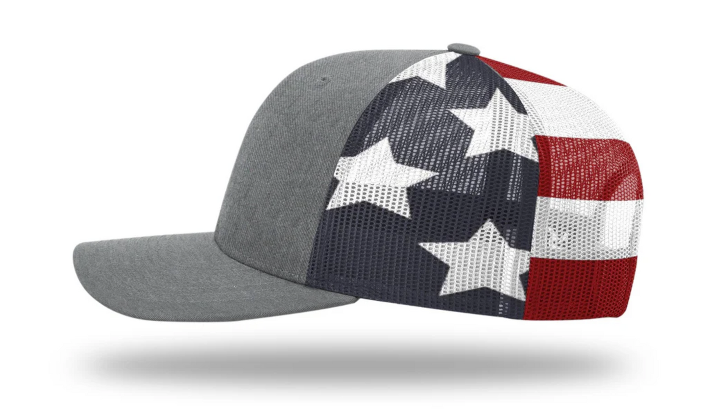 Heather Grey/Stars & Stripes Richardson 112PM Trucker Cap