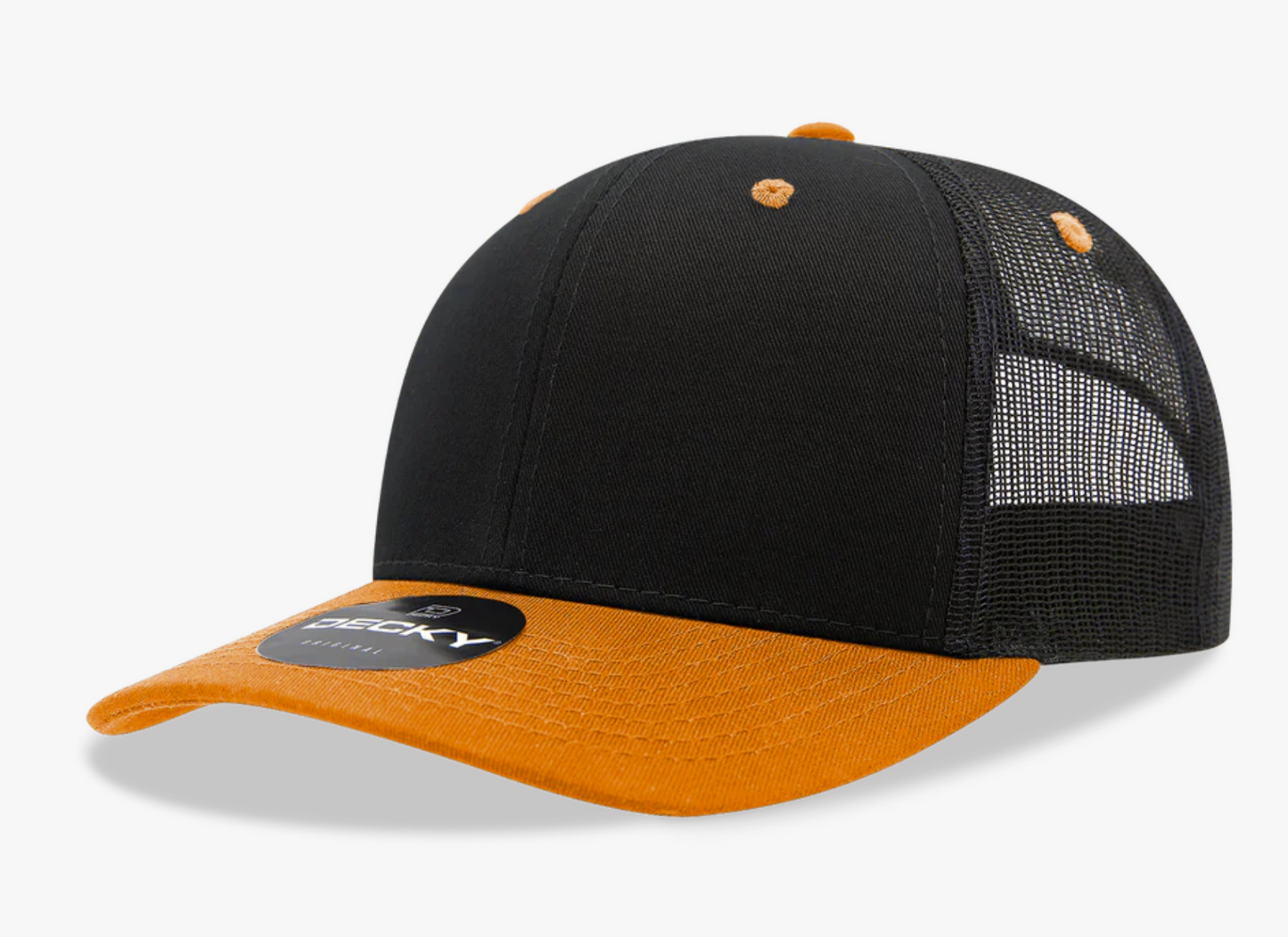 Black/Orange Decky 6021 Trucker Hat