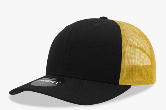 Black/Gold Decky 6021 Trucker Hat