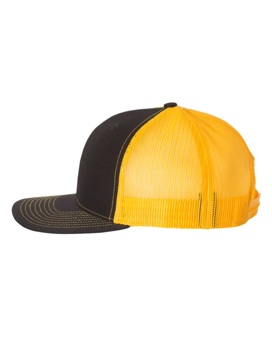 Black/Gold Richardson 112 Trucker Hat