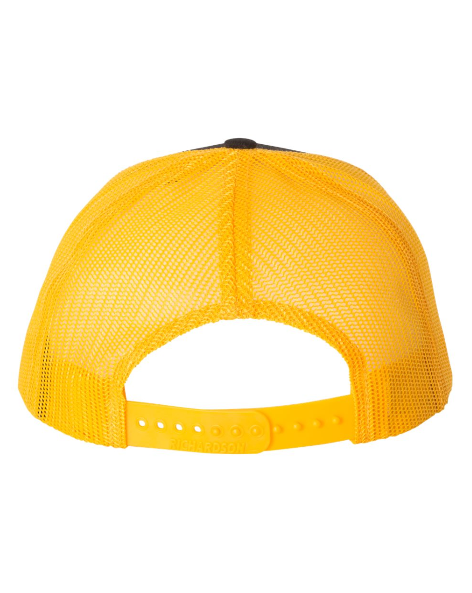 Black/Gold Richardson 112 Trucker Hat